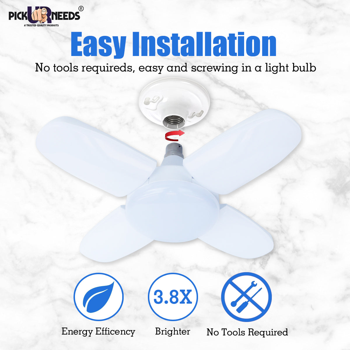Pick Ur Needs Bright Foldable Fan Led Blade Light Bulb Angle Adjustable Home Ceiling