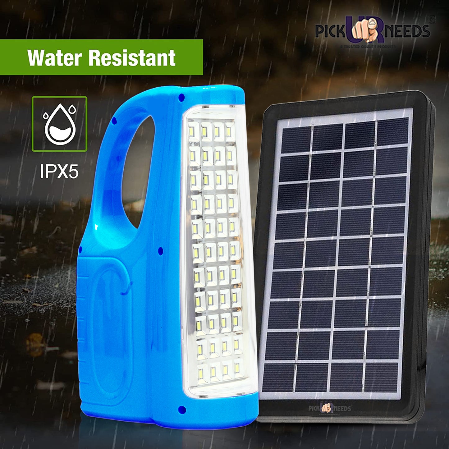 Pick Ur Needs Brightest Rechargeable 44 LED Home Emergency Lantern Light with Eco Friendly Solar Panel (9V+ 3 W)