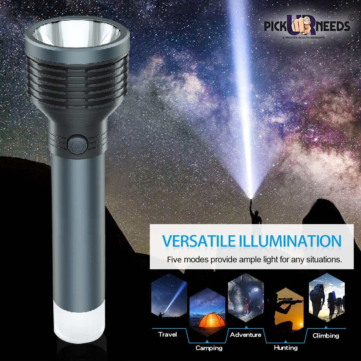 Pick Ur Needs Rechargeable Long Range Small Search Torch Light With Aluminium Body