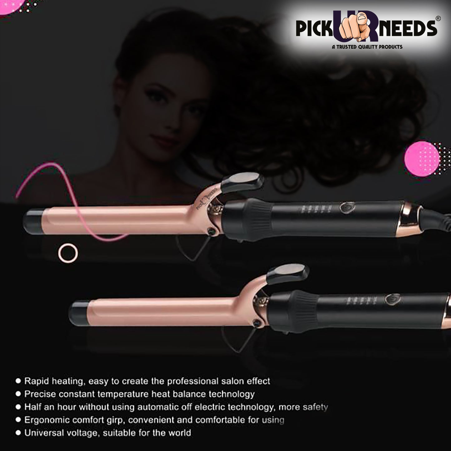 Pick Ur Needs Professional Curling Iron With Wand Roller Tourmaline Ceramic Adjustable Temp Electric Hair Curler
