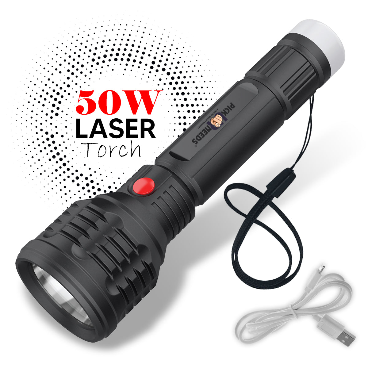 Pick Ur Needs LED Flashlight Torch Lamp Ultra Bright Rechargeable Lithium Battery with Back Light