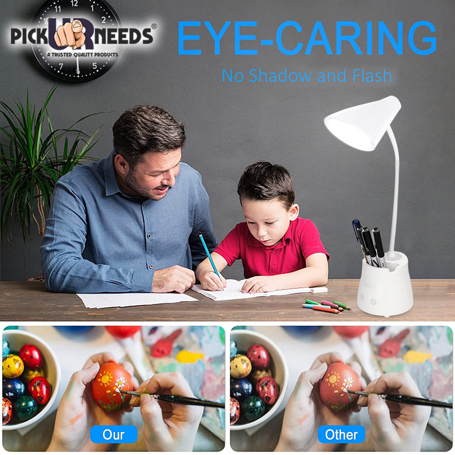 Pick Ur Needs Rechargeable Led Desk Lamp, Touch Control & Eye-Caring Smart Lamp With USB Charging