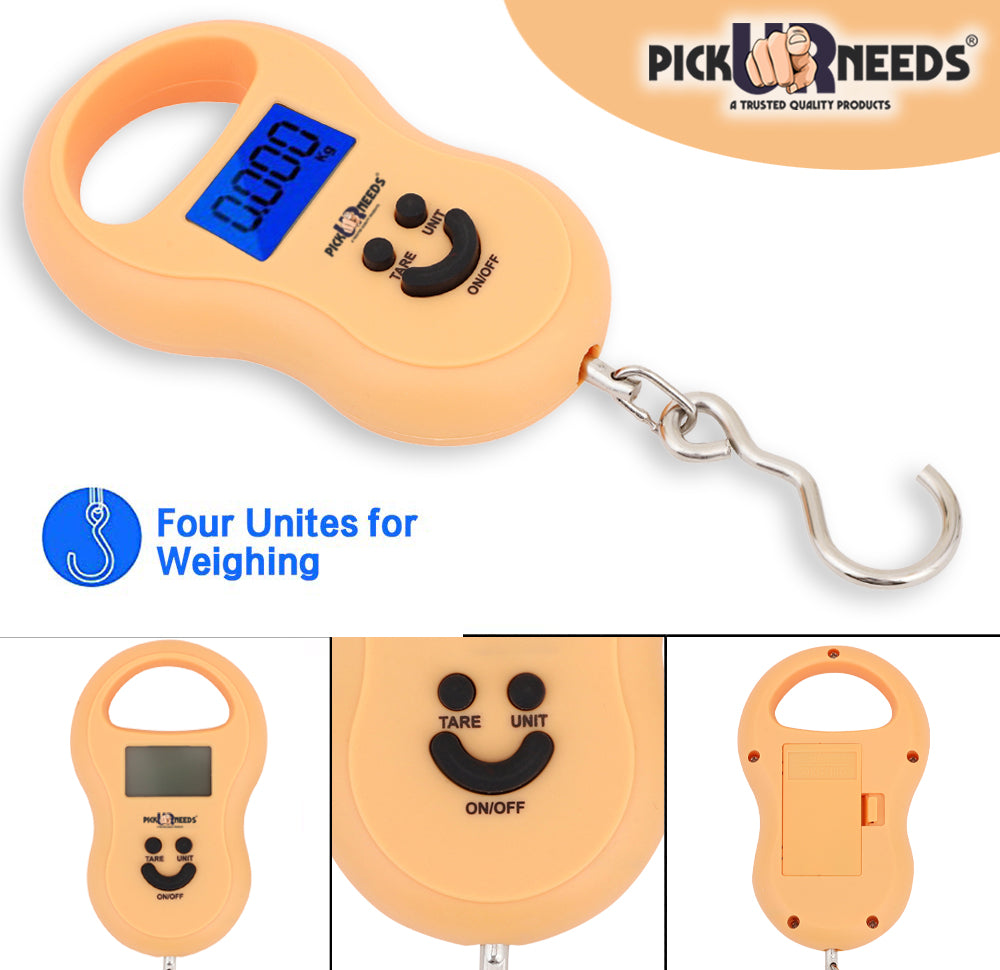 Pick Ur Needs® Weighing Fishing Scale with LCD Display, 50kg Digital Electronic Hanging Hook Scale with 2AAA Batteries