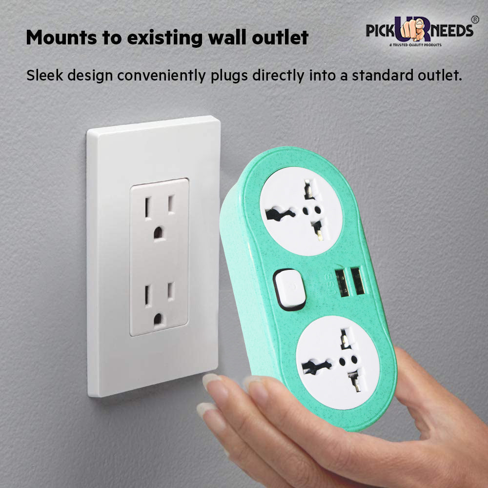 Pick Ur Needs Portable 2 USB Port & 2 USB Universal Socket Extension Boards for Multipurpose Use