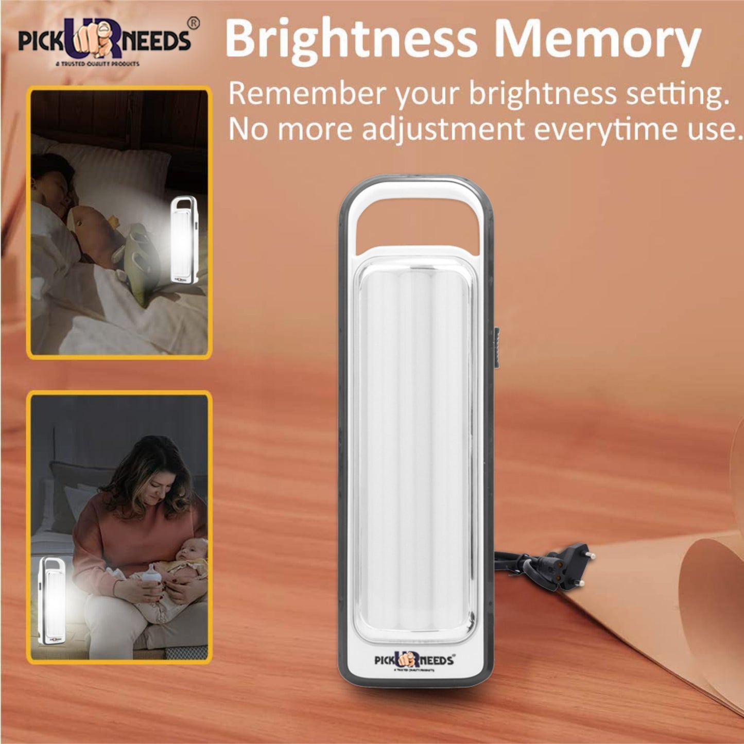 Pick Ur Needs Rechargeable Lantern Home Emergency Light with 3 LED Tube Bulbs, Portable Lamp with Hanging Stand