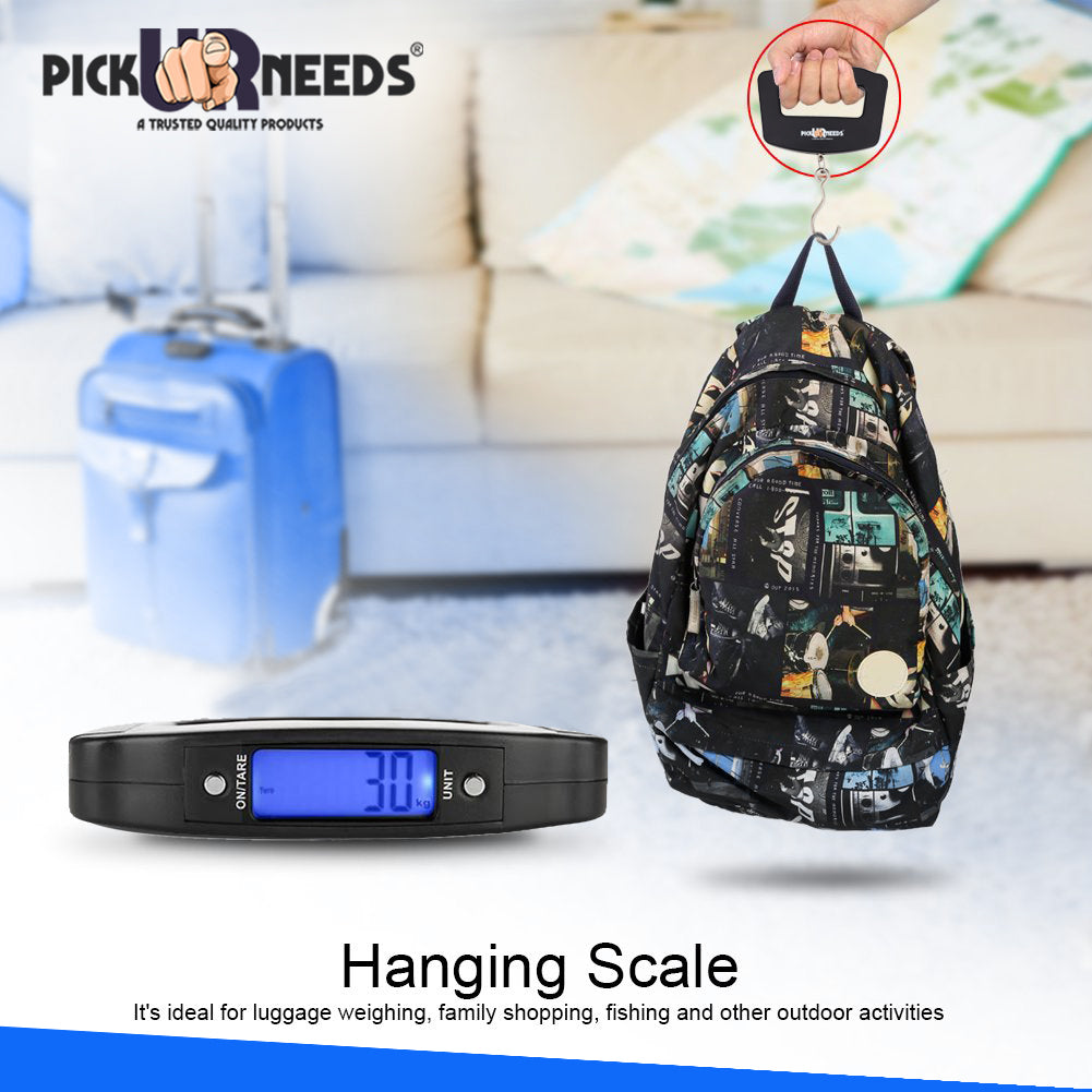 Pick Ur Needs Portable Digital Luggage Weighing Scale with Hook And 2 AAA Batteries | Lightweight And Durable Hanging Scale