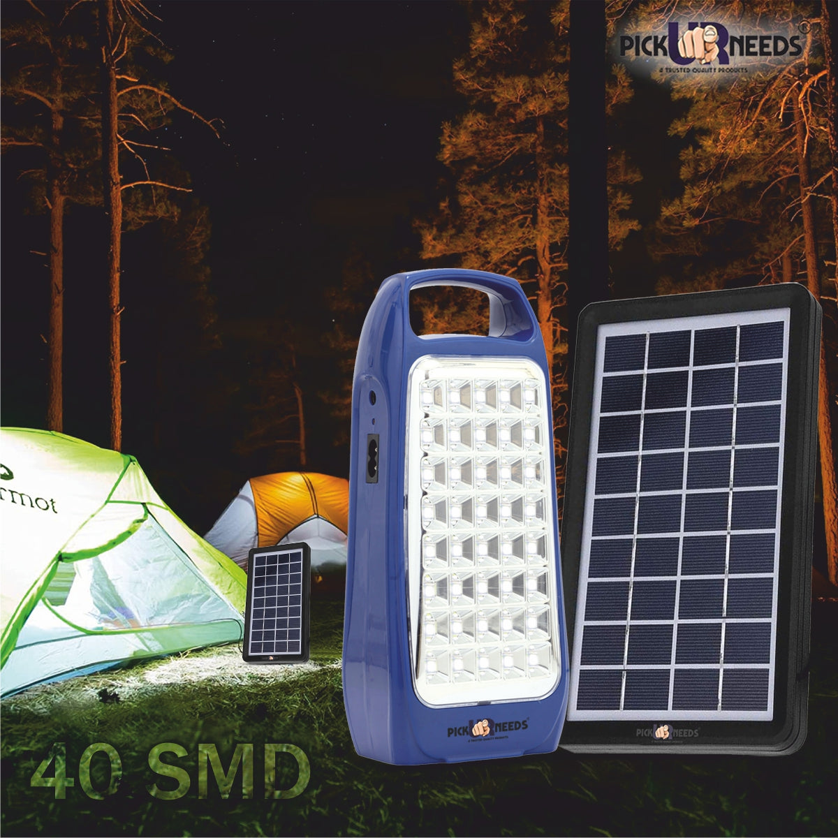 Pick Ur Needs Rechargeable & Portable Bright 40 SMD LED Lantern Lamp Home Emergency Light with Eco Friendly Solar Panel