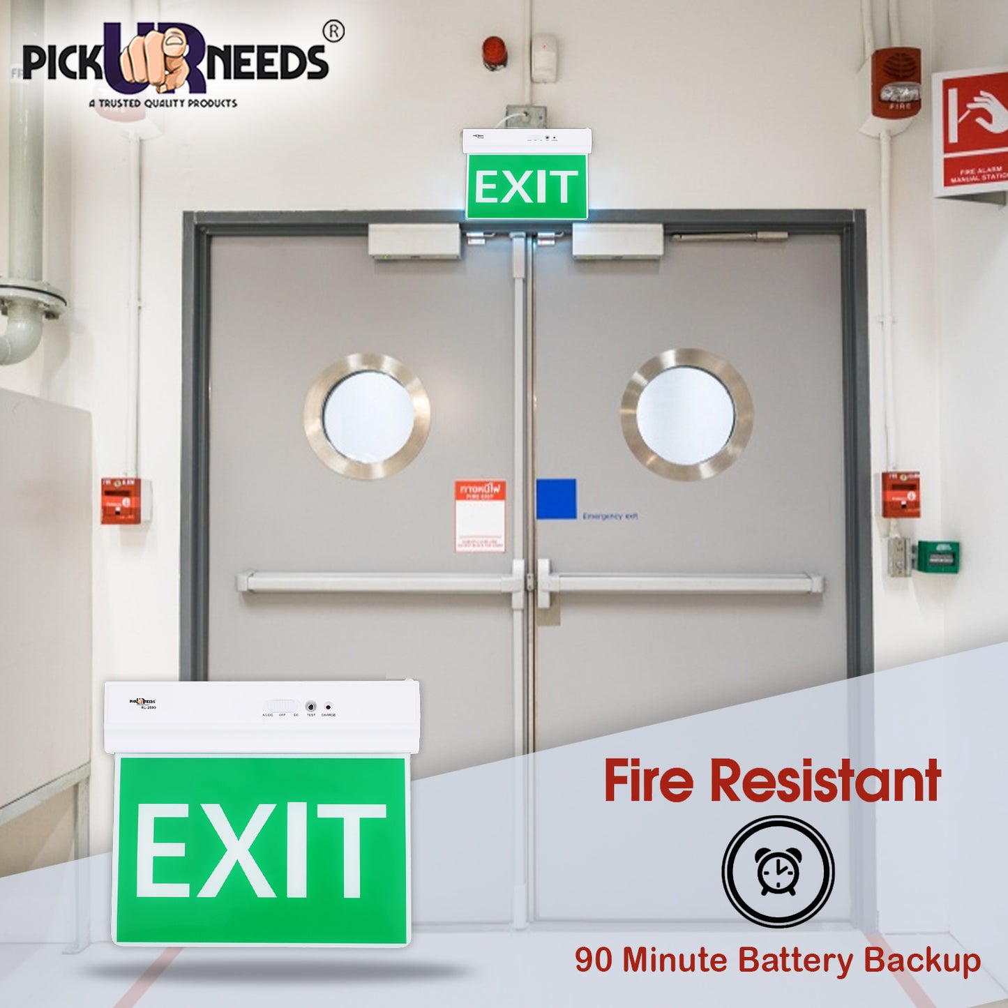 Pick Ur Needs Rechargeable Ceiling Mount Emergency LED Exit Indicate Light Sign With Lithium Battery