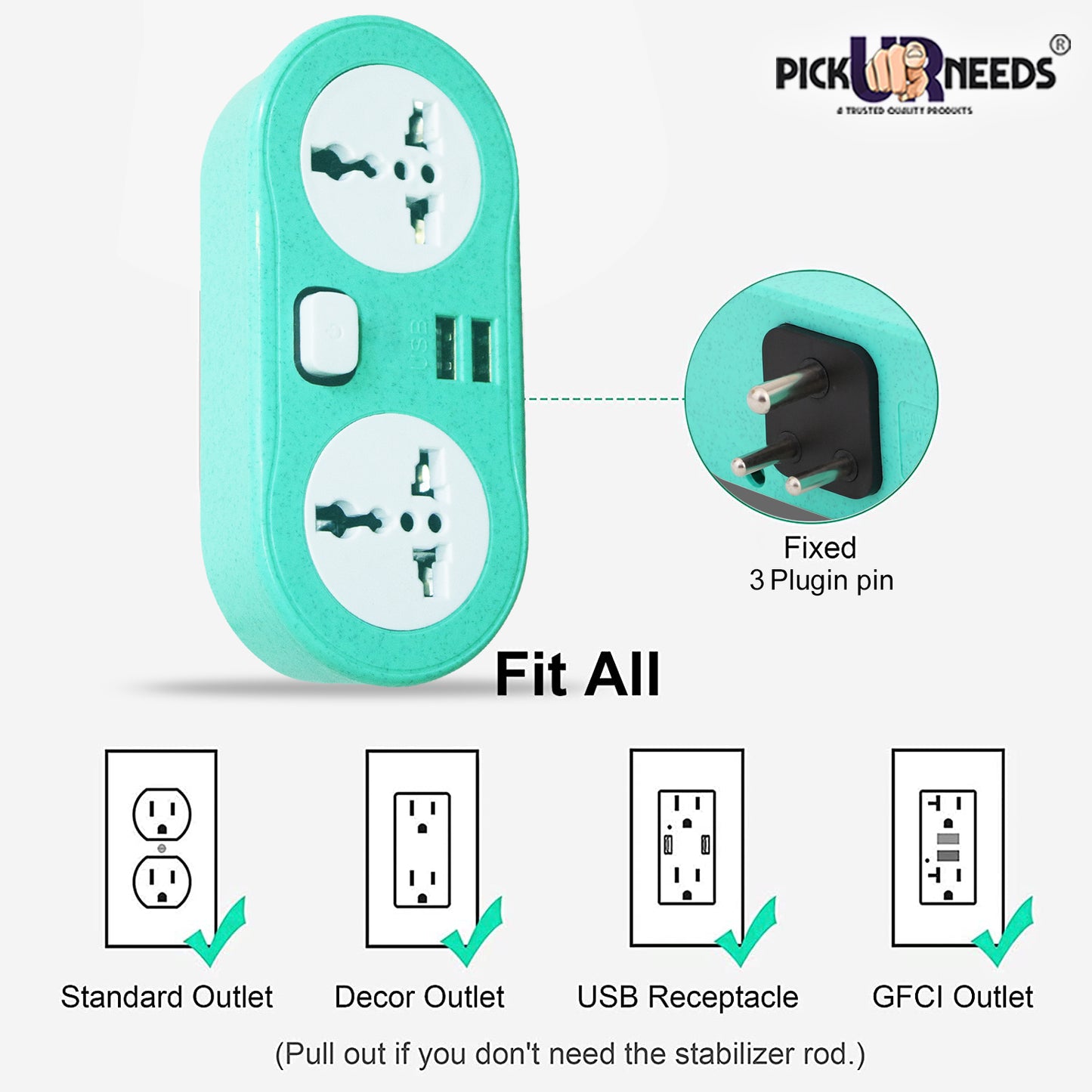 Pick Ur Needs Portable 2 USB Port & 2 USB Universal Socket Extension Boards for Multipurpose Use