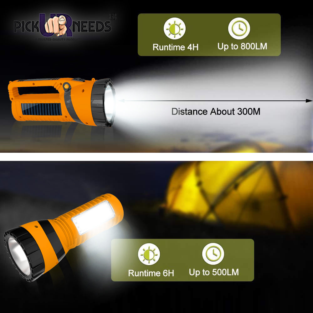 Pick Ur Needs Solar Rechargeable Emergency Long Range Search Torch Light 75 Watts + 24 SMD