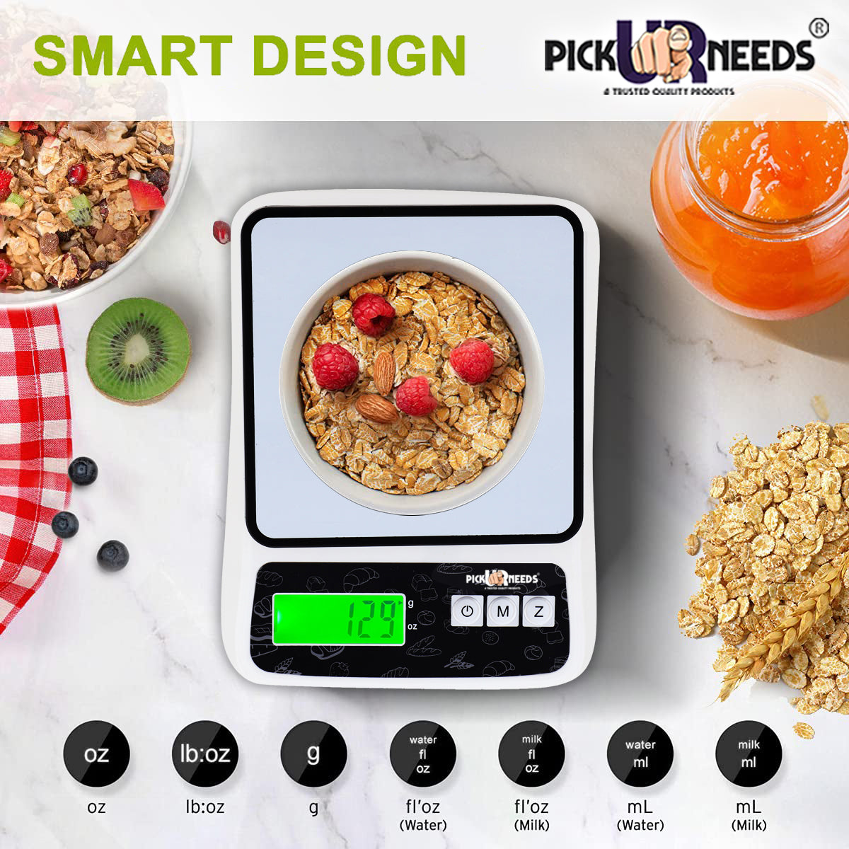 Pick Ur Needs Digital Food Scale with Bowl 10 Kg Kitchen Weighing Scale High Accuracy Weights in Grams and oz