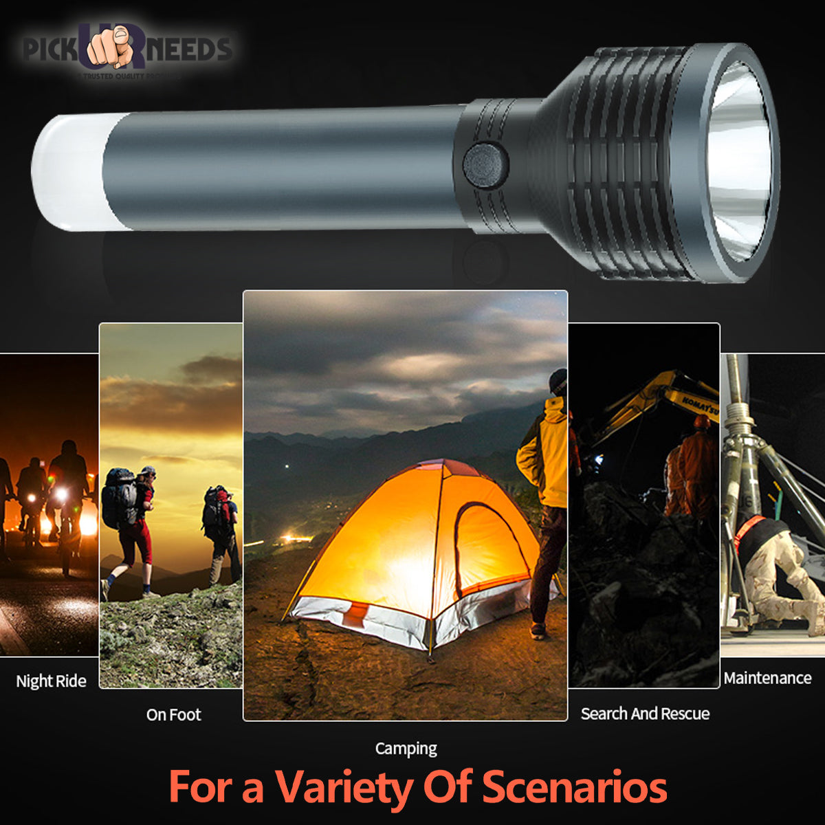 Pick Ur Needs Rechargeable Long Range Small Search Torch Light With Aluminium Body