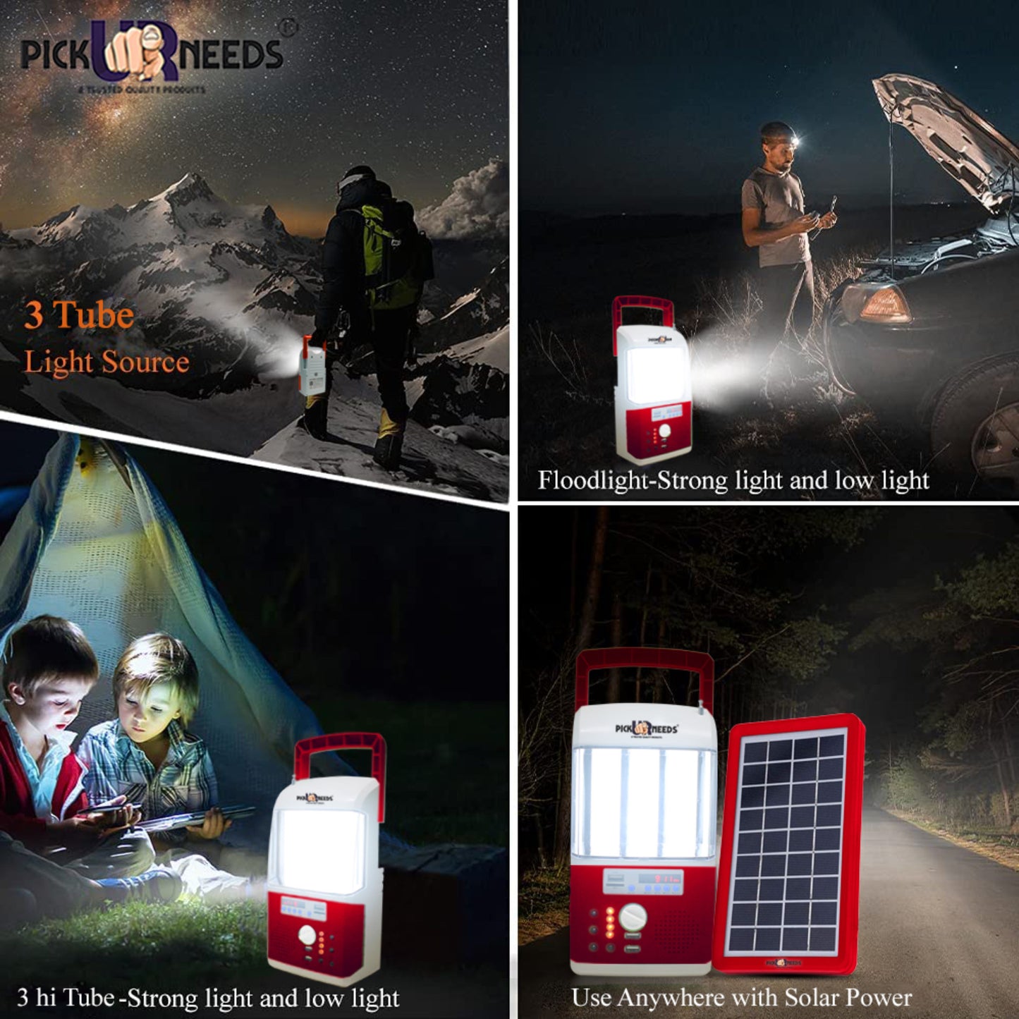 Pick Ur Needs Rechargeable & Portable Emergency Inverter with Radio Music Function Solar Lighting System for Home