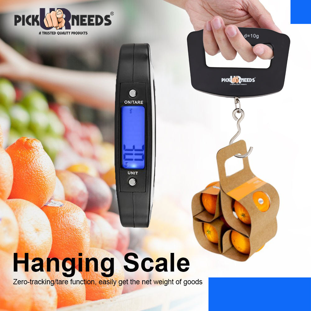 Pick Ur Needs Portable Digital Luggage Weighing Scale with Hook And 2 AAA Batteries | Lightweight And Durable Hanging Scale