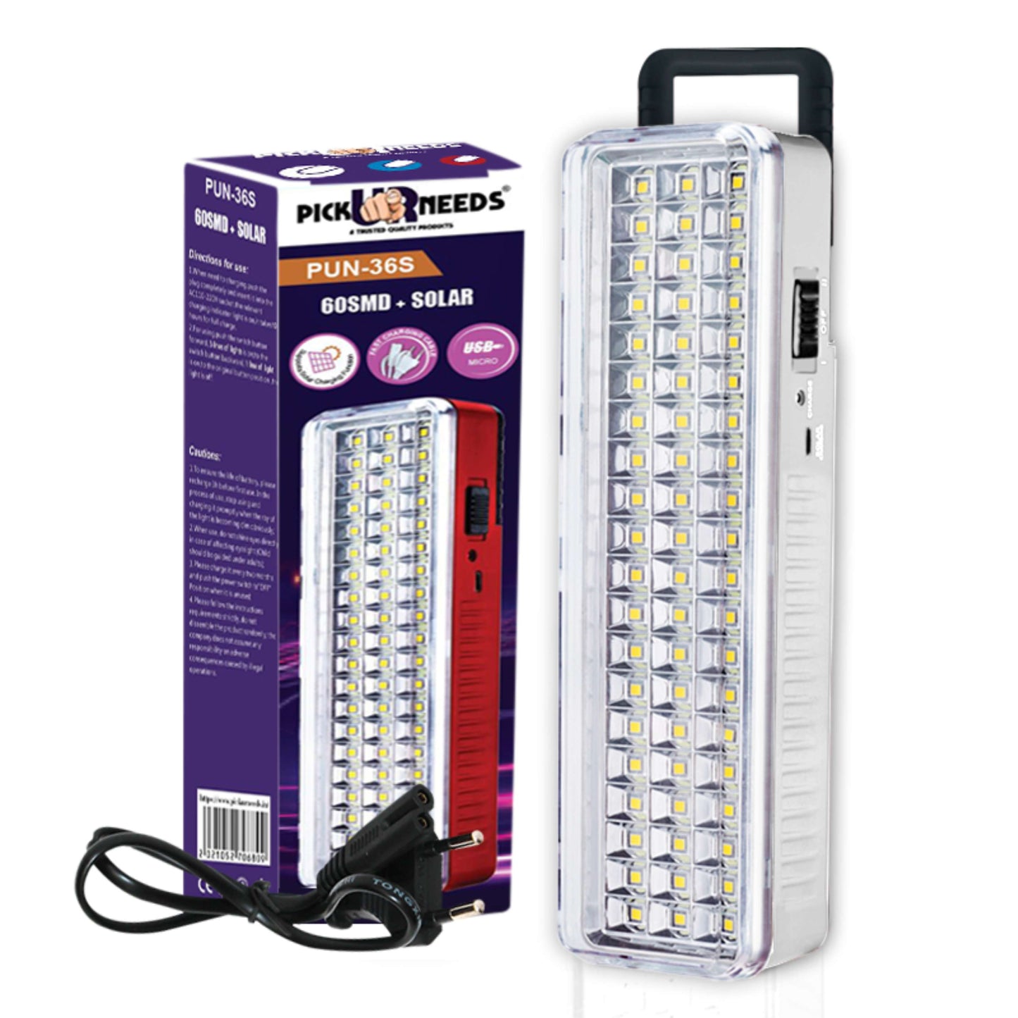 Pick Ur Needs Rechargeable 60 LED Mini Light With InBuilt Solar Panel Emergency Lantern Light