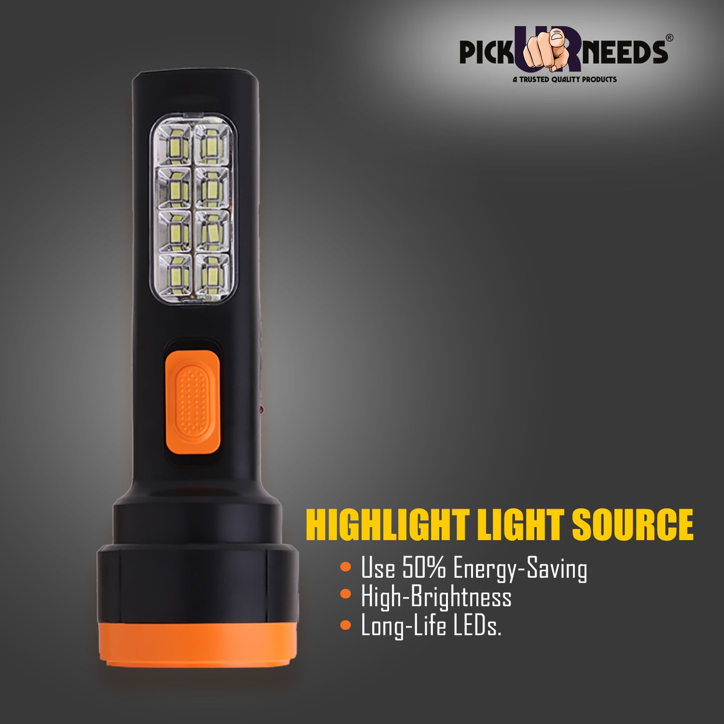 Pick Ur Needs Mini Torch 25W + 8 SMD for Emergency Floor Lantern Lamp Flash Light with Inbuilt Plug for Charge