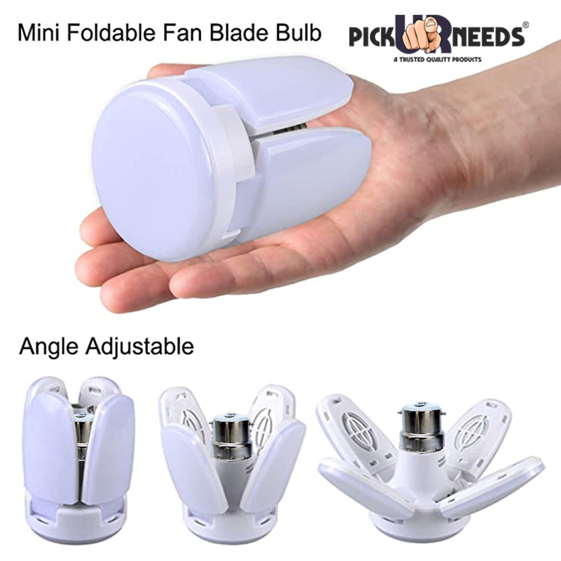 Pick Ur Needs Foldable Fan LED Light Blade Bulb Bright Angle Adjustable Home Ceiling(Pack of 2)