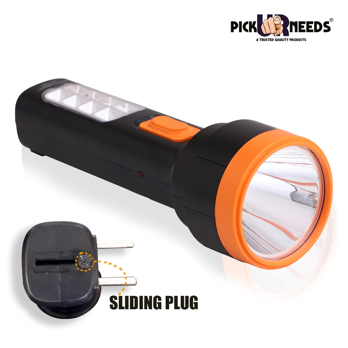 Pick Ur Needs Mini Torch 25W + 8 SMD for Emergency Floor Lantern Lamp Flash Light with Inbuilt Plug for Charge