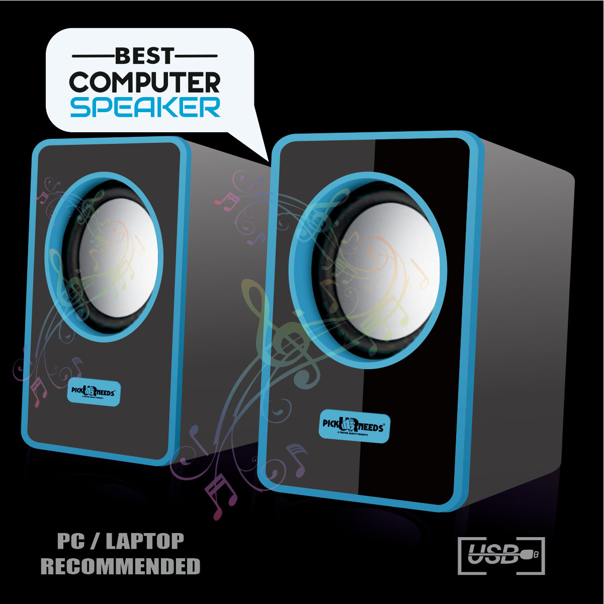 Pick Ur Needs® USB Multimedia Sound Bass Subwoofer Speaker System for PC Laptop