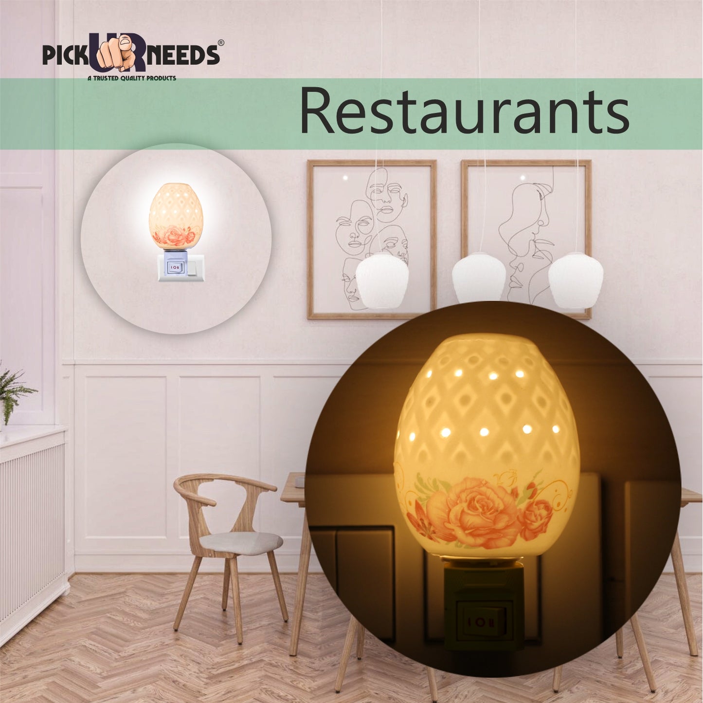 Pick Ur Needs® Stylish Home Decorative Ceramic Electric Night Light Table Lamp(Design As Per Availability)