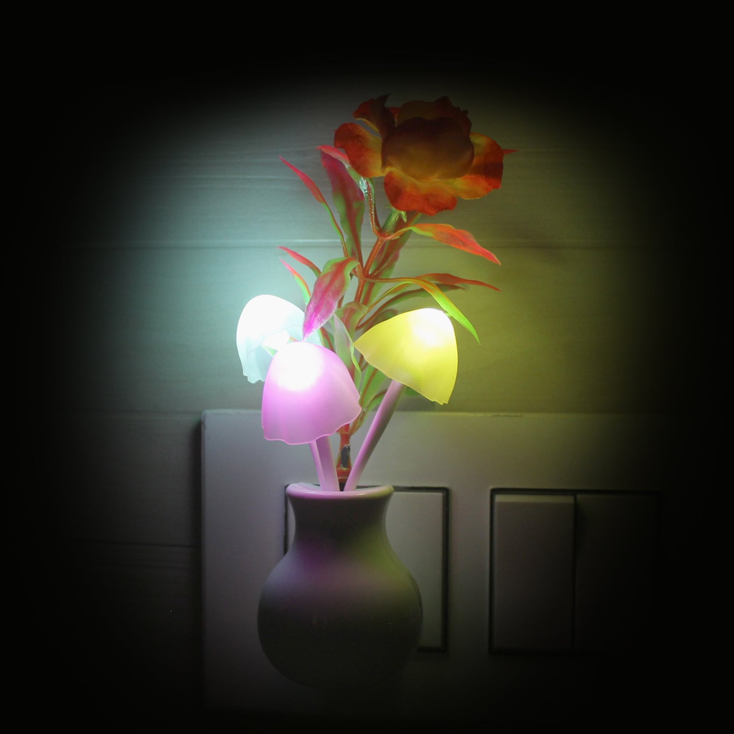 Pick Ur Needs® Auto On/Off Color Changing Sensor LED Night Light Mushroom Lamp Plug-in