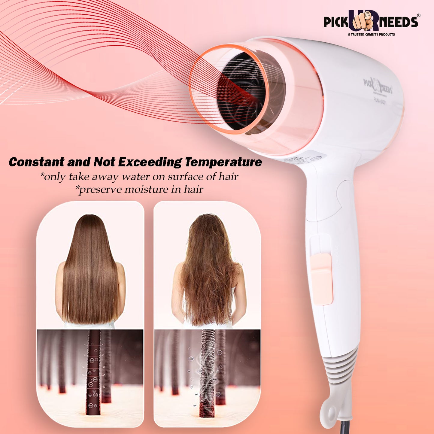 Pick Ur Needs® 3500W Portable Powerful Professional Hair Dryer with Folding Handle