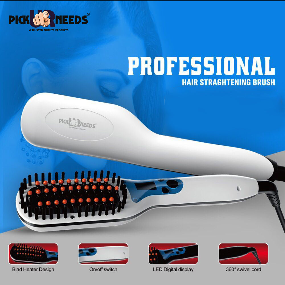 Pick Ur Needs Professional Straightening Adjustable Temp Ionic Styling Flat Iron Electric Heat Hair Straightener Brush