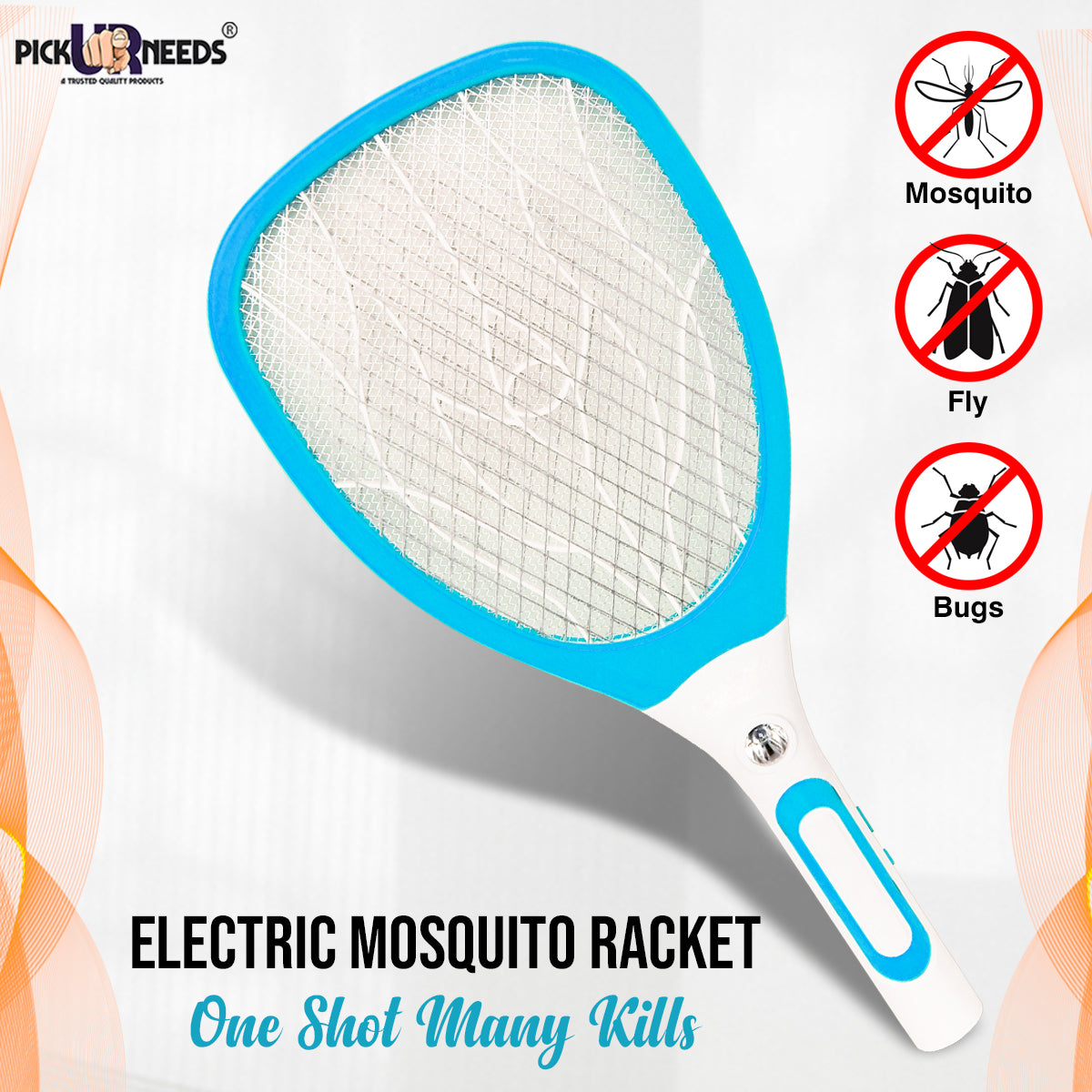 Pick Ur Needs Best High Range Mosquito Racket/Bat Fly Swatter with Torch with Wire Charging(Multicolor)