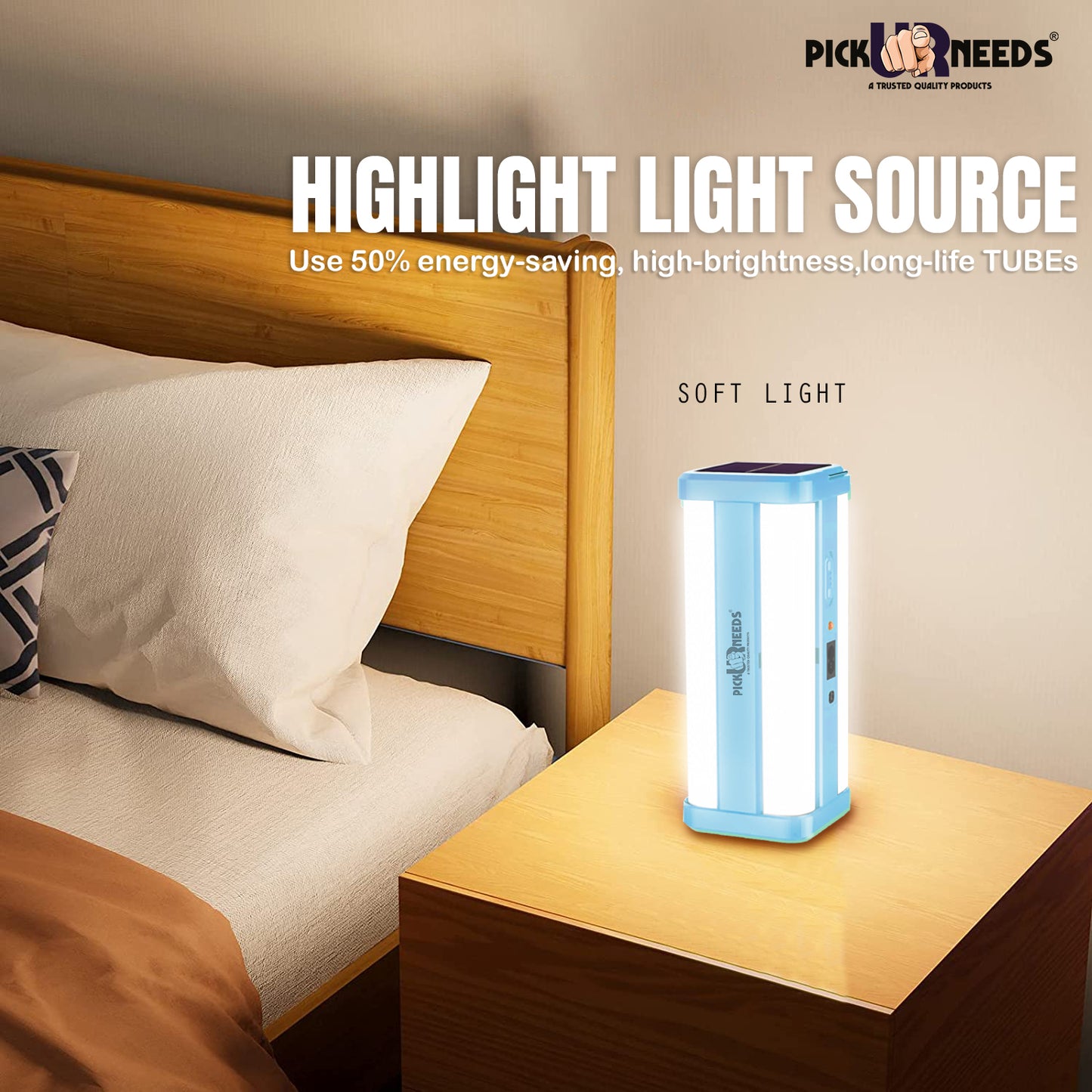 Pick Ur Needs 360 Degree Floor Lantern Lamp Emergency Rechargeable Solar Light 4 Tube