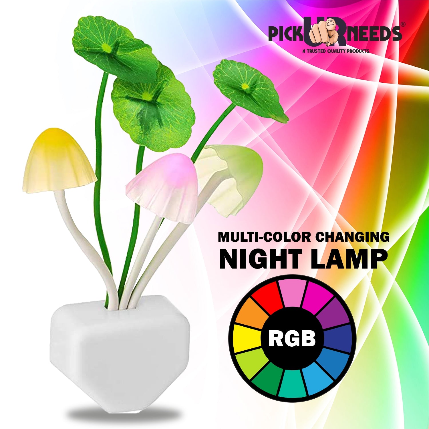 Pick Ur Needs Auto On/Off Color Changing Sensor LED Night Light Mushro