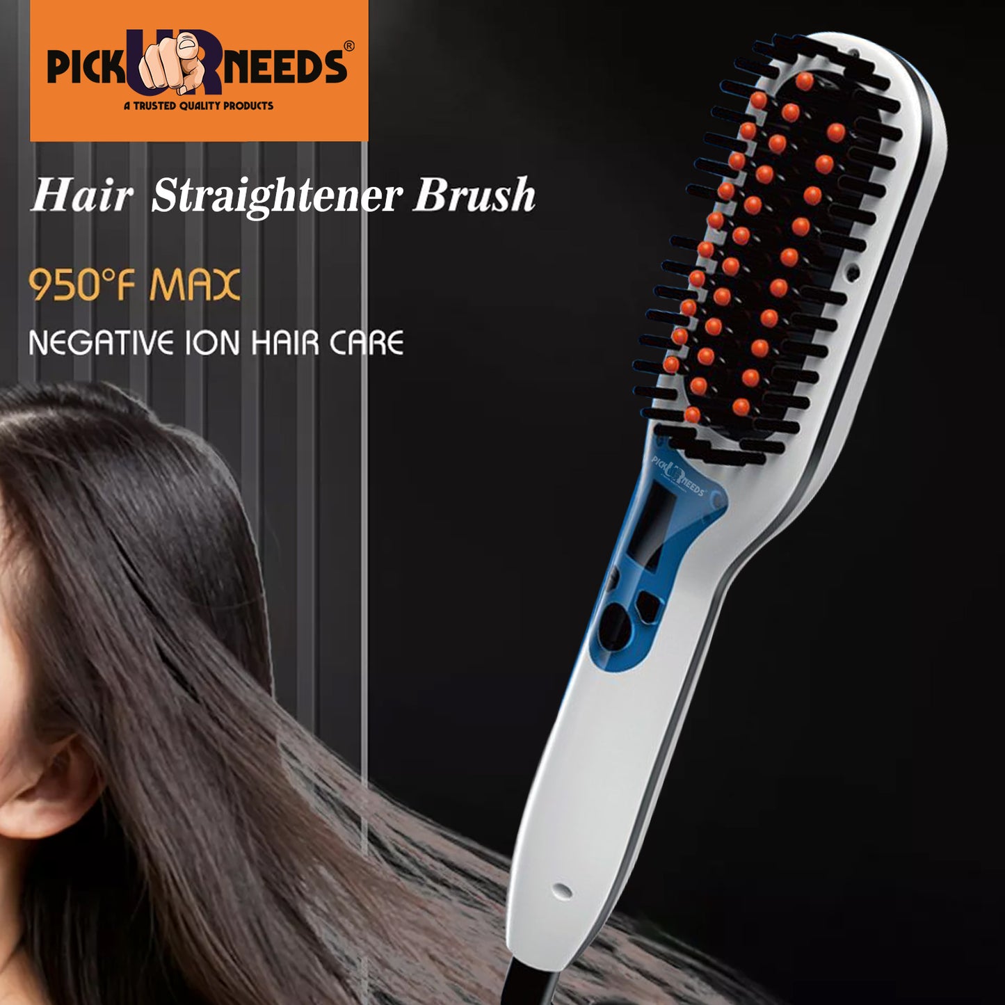 Pick Ur Needs Professional Straightening Adjustable Temp Ionic Styling Flat Iron Electric Heat Hair Straightener Brush