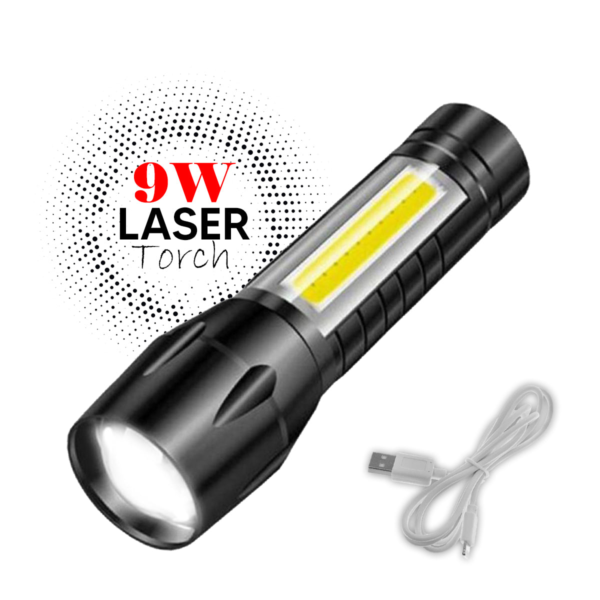 Pick Ur Needs Rechargeable 9W LED Zoomable 3 Modes Long Range Search Emergency Torch Light