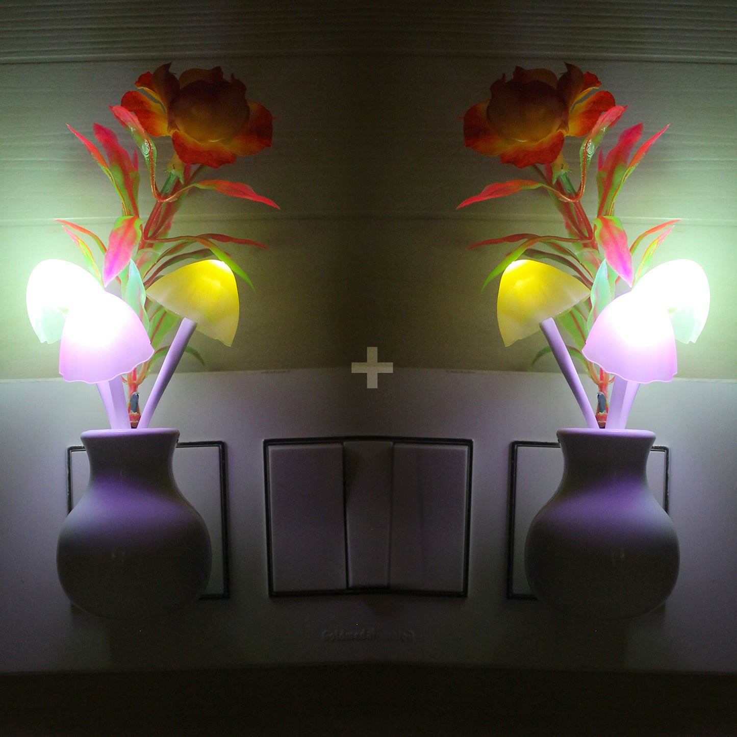 Pick Ur Needs® Auto On/Off Color Changing Sensor LED Night Light Mushroom Lamp Plug-in
