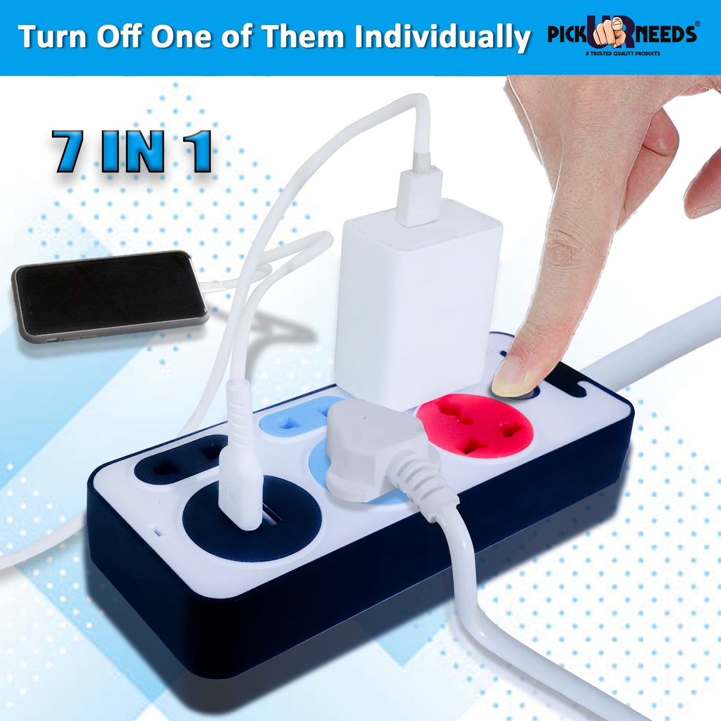Pick Ur Needs Extension Cord 10A Dual USB Charger with Universal 2 Pin & 3 Pin Extension Boards