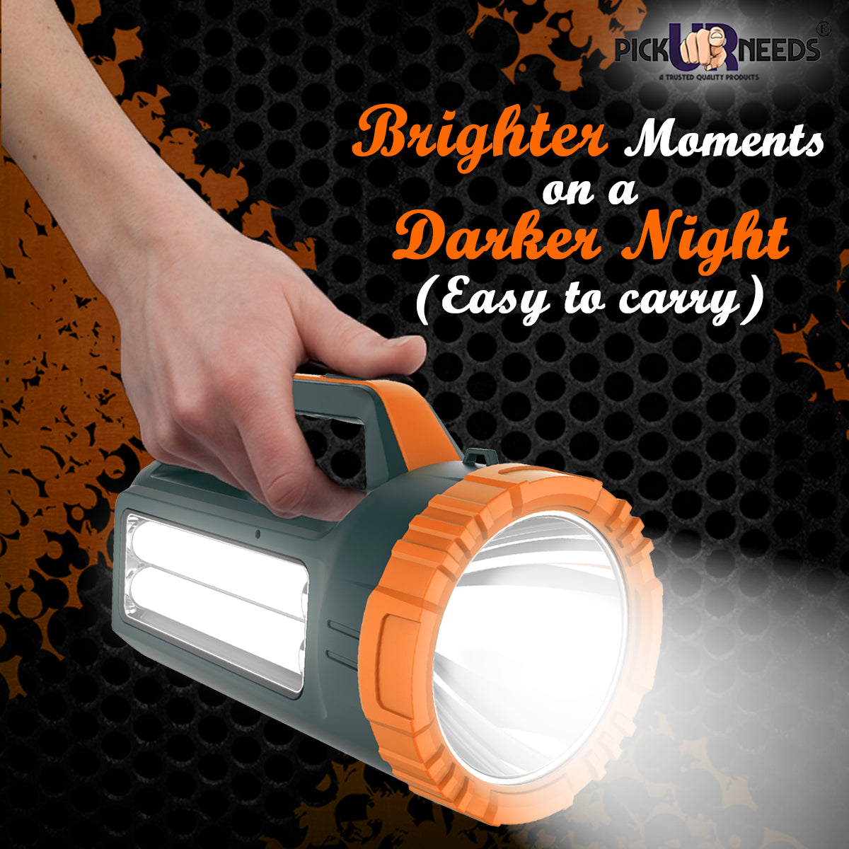 Pick Ur Needs Long Range Search Torch Light Emergency Rechargeable Handheld Torch + Side 2 Tube