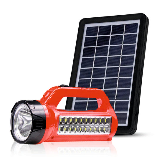 Pick Ur Needsยฎ Bright LED Rechargeable Flashlight 50W + 20 SMD Side Handheld with Eco Friendly Solar Panel (3W+9V)