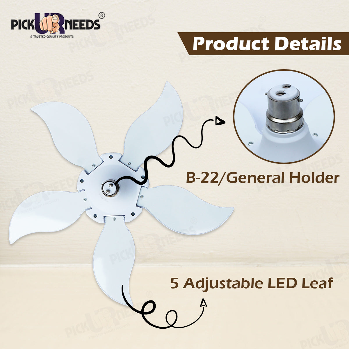 Pick Ur Needs®Foldable LED Blade Fan B22D Bulb, Super Bright Angle Adjustable Home Ceiling Light (Pack of 2)