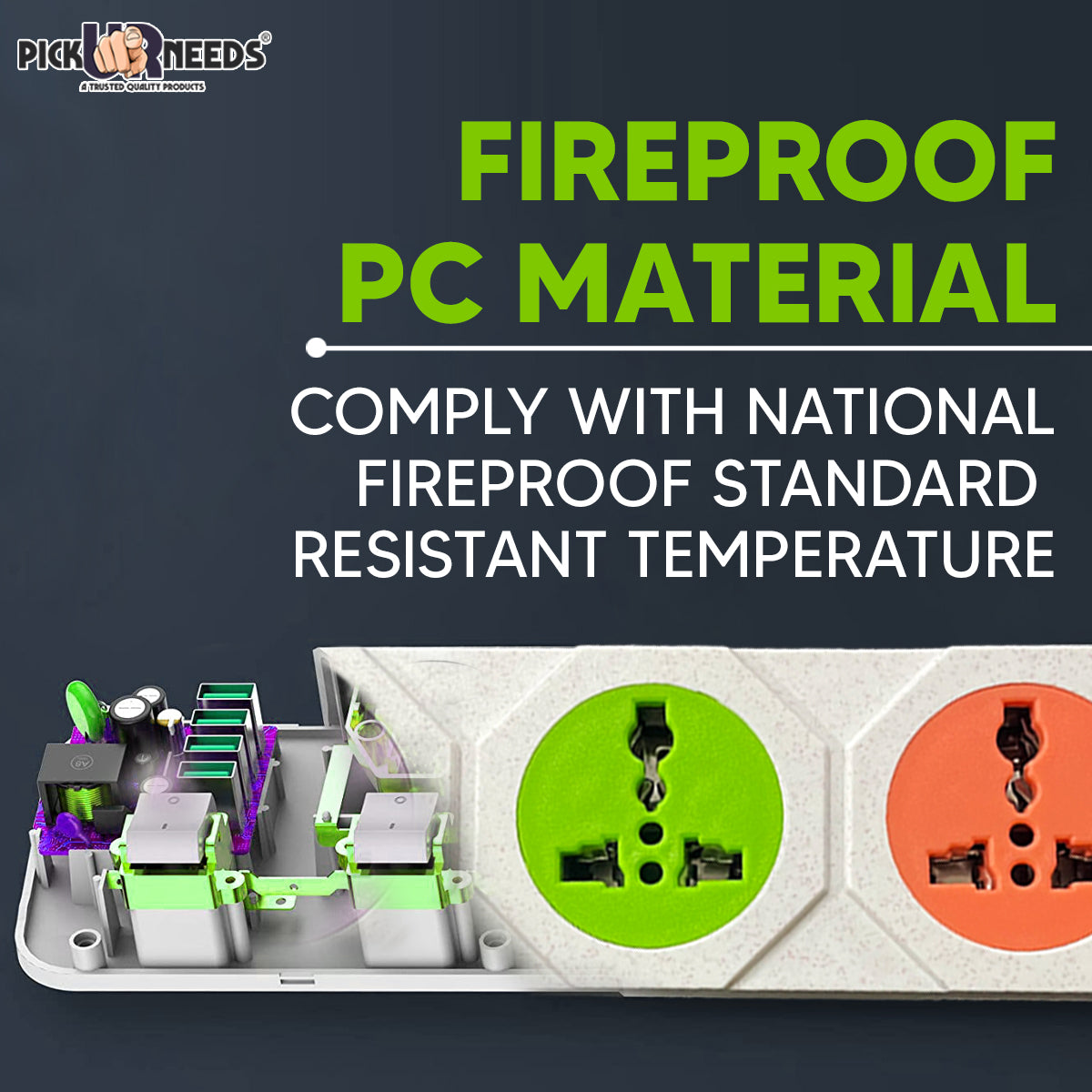 Pick Ur Needs 10A 3 -Way Extension Board Socket with 3 USB Socket 3 Socket Extension Boards