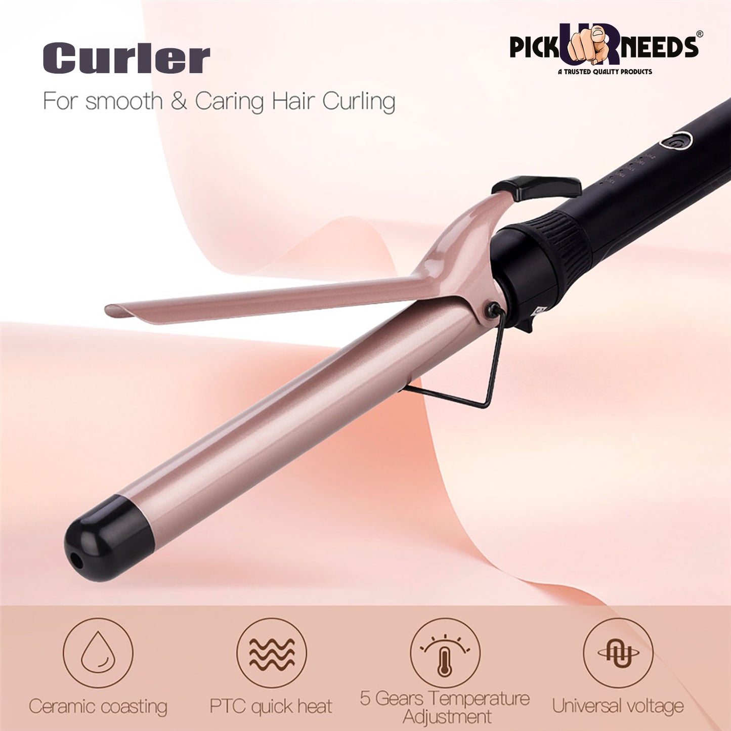 Pick Ur Needs Professional Curling Iron With Wand Roller Tourmaline Ceramic Adjustable Temp Electric Hair Curler