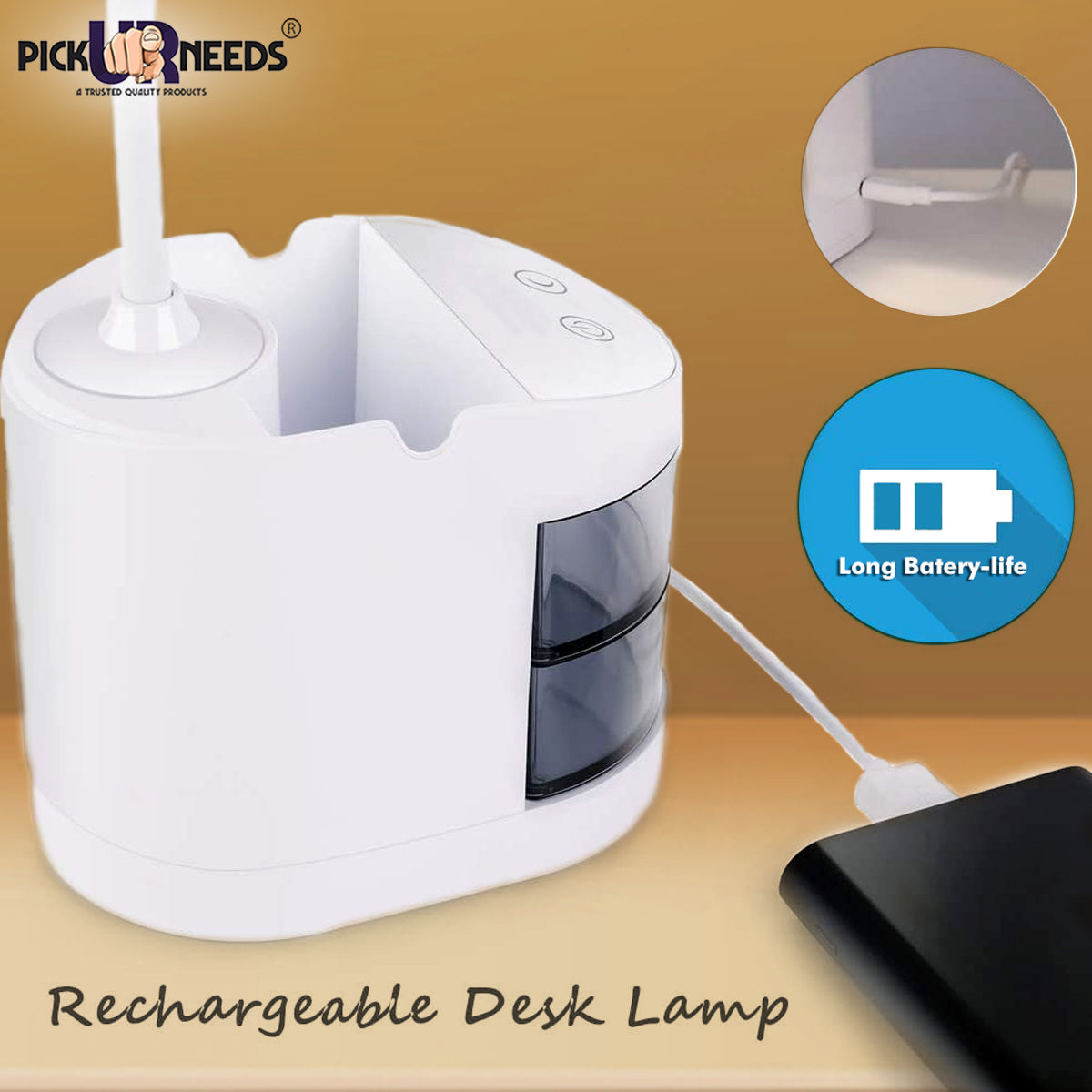Pick Ur Needs Rechargeable Foldable Portable LED Light USB Eye Protection Table/Desk Lamp Touch Control