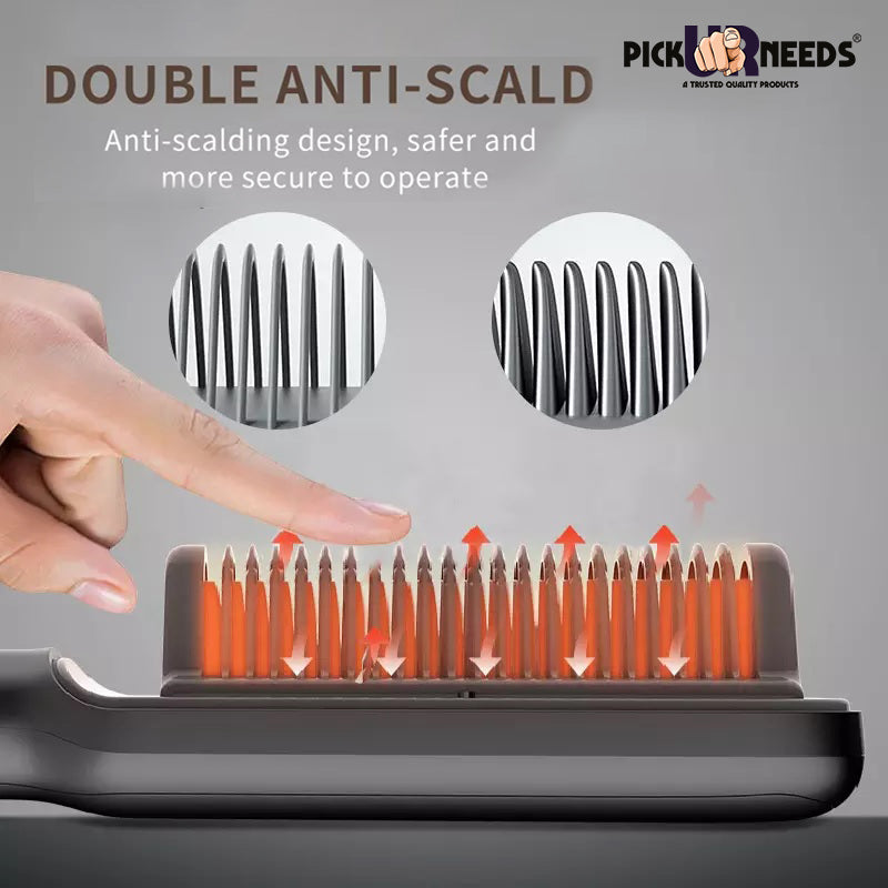 Pick Ur Needs Professional Hair Straightener Brush Straightening Comb With 5 Temp Setting Fast Heating Ceramic Plate