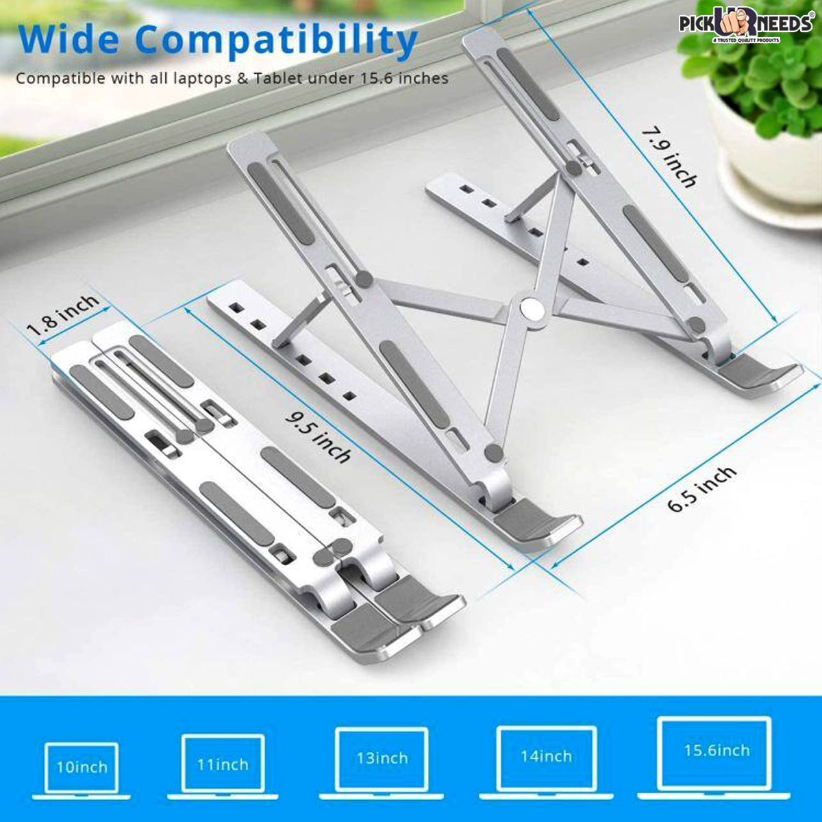 Pick Ur Needs® Tabletop Laptop Riser Stand Portable Computer & Notebook Stand Holder for Desk Foldable Laptop Lift & Height Adjustable