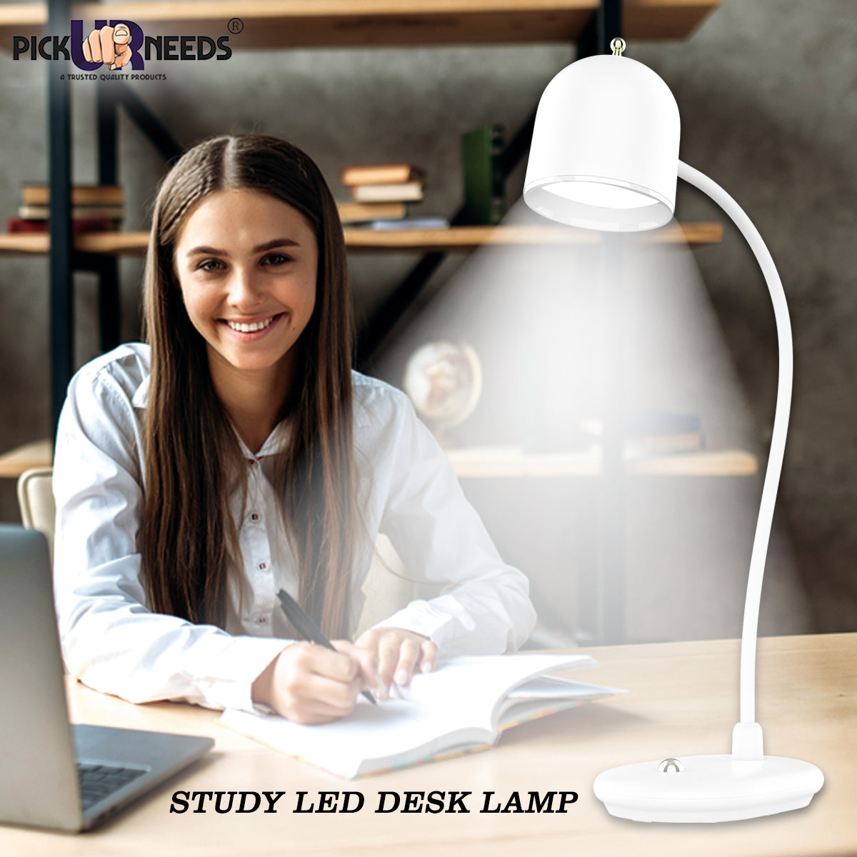 Pick Ur Needs Rechargeable LED Touch On/Off Study Table Lamp for Children Eye Protection, Student Study Reading Dimmer Rechargeable Led Table Lamps USB Charging