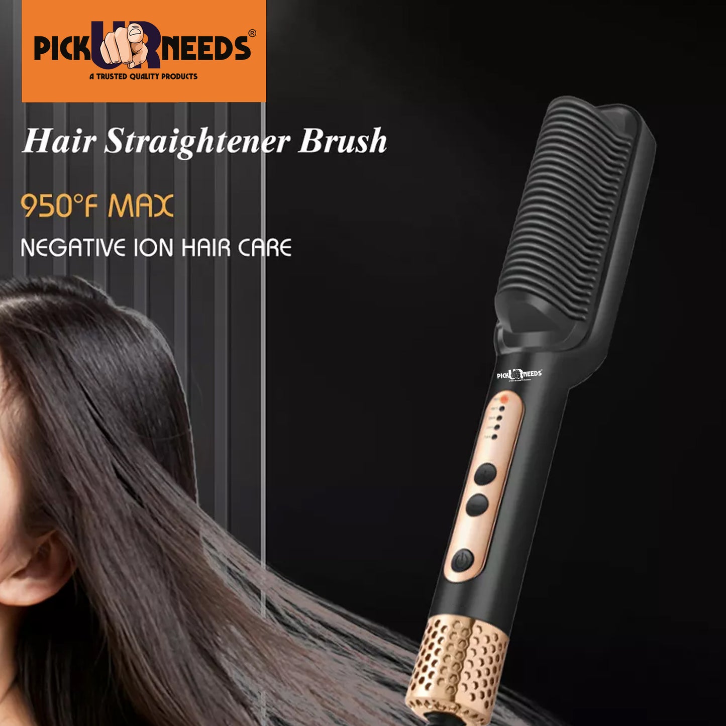 Pick Ur Needs Professional Hair Straightener Brush Straightening Comb With 5 Temp Setting Fast Heating Ceramic Plate