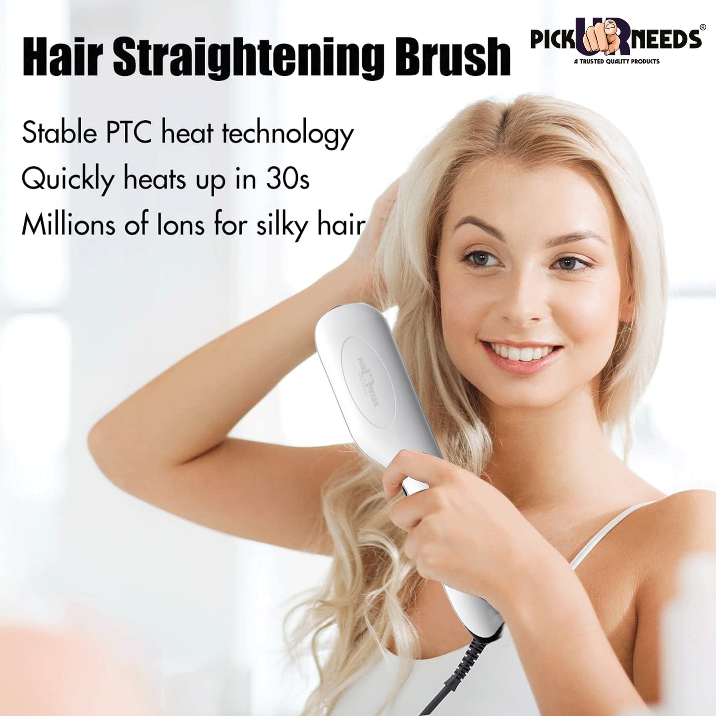 Pick Ur Needs Professional Straightening Adjustable Temp Ionic Styling Flat Iron Electric Heat Hair Straightener Brush