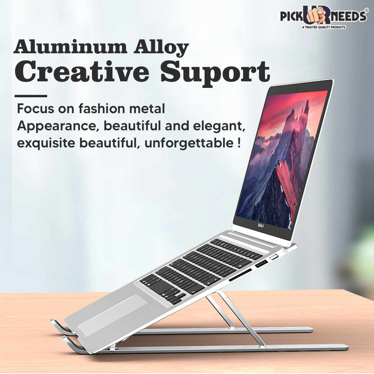 Pick Ur Needs® Tabletop Laptop Riser Stand Portable Computer & Notebook Stand Holder for Desk Foldable Laptop Lift & Height Adjustable