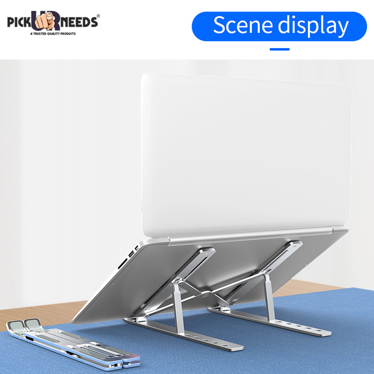 Pick Ur Needs® Tabletop Laptop Riser Stand Portable Computer & Notebook Stand Holder for Desk Foldable Laptop Lift & Height Adjustable