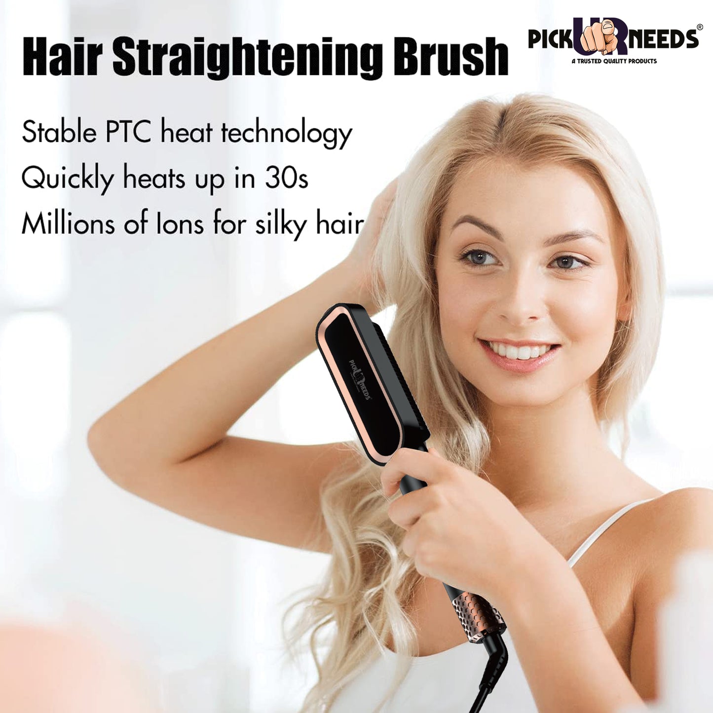 Pick Ur Needs Professional Hair Straightener Brush Straightening Comb With 5 Temp Setting Fast Heating Ceramic Plate