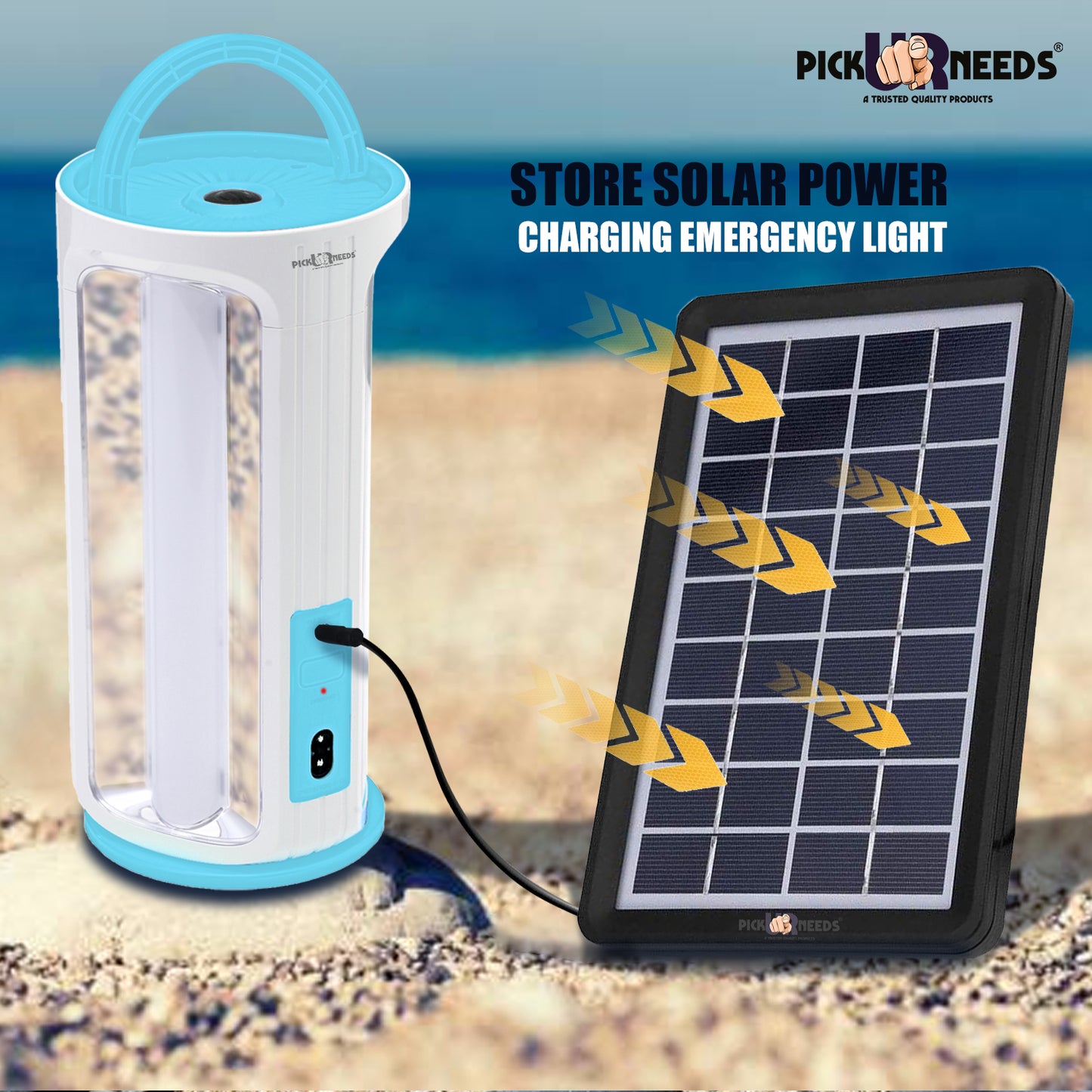 Pick Ur Needs Rechargeable 90W Home Emergency Light 3 Side Tube Floor Lantern Lamp + Solar Panel(3W+9V)