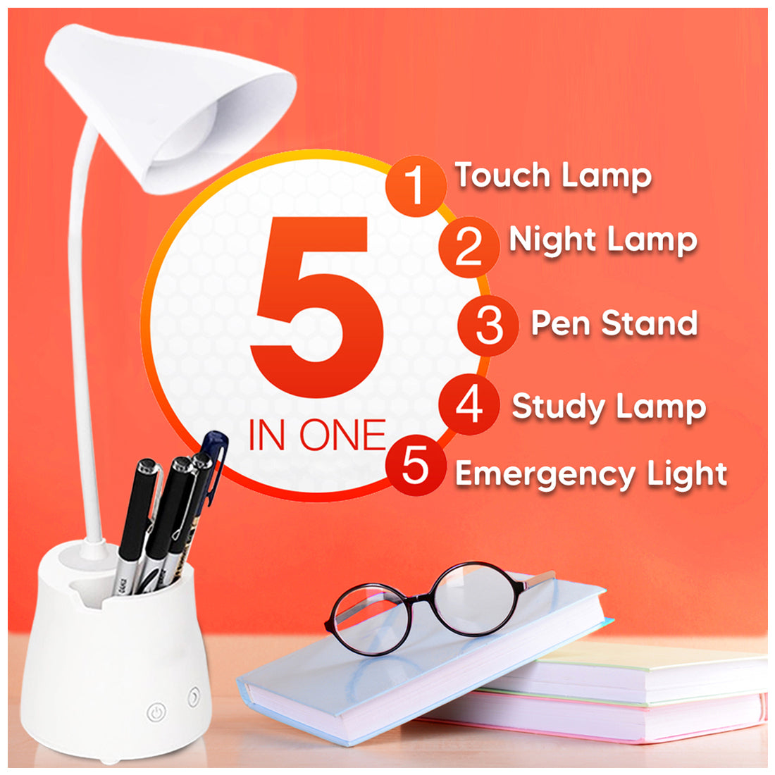 Pick Ur Needs Rechargeable Led Desk Lamp, Touch Control & Eye-Caring Smart Lamp With USB Charging